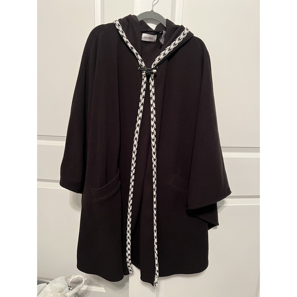 LeModa Women's Cape/Poncho /Coat With Hoodie‎ One Size Black Fleece